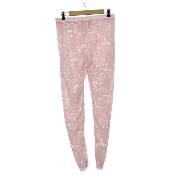 Intimately Free People Leggings French Kiss Large Pink tights Floral cross Lace - Picture 6 of 11